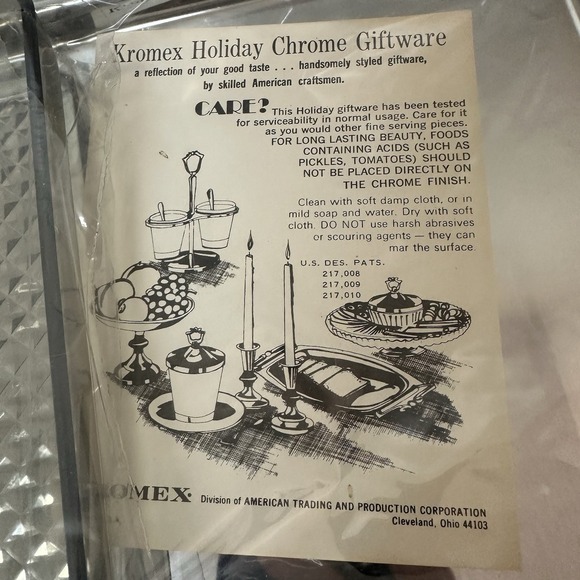 Vintage Kromex MCM Style Chrome 3 Section Server Serving Tray Made in USA NEW - Picture 3 of 9